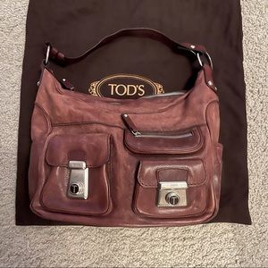 Authentic Maroon Tods Shoulder Bag purse